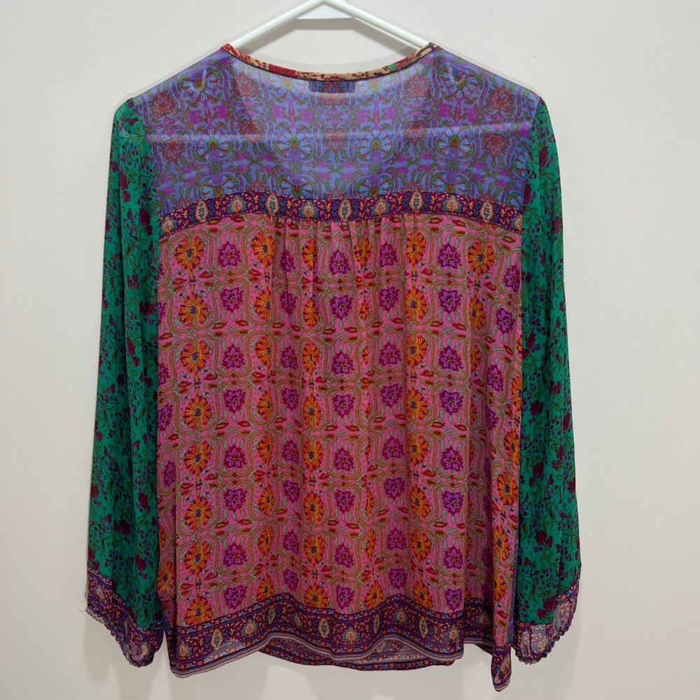 Joie Katja Peasant Floral Boho Silk Blouse Top Xs View 2